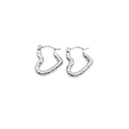 Textured Heart Hoops