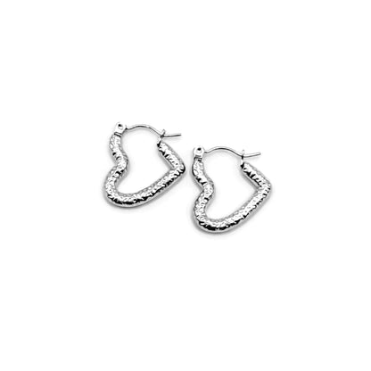Textured Heart Hoops