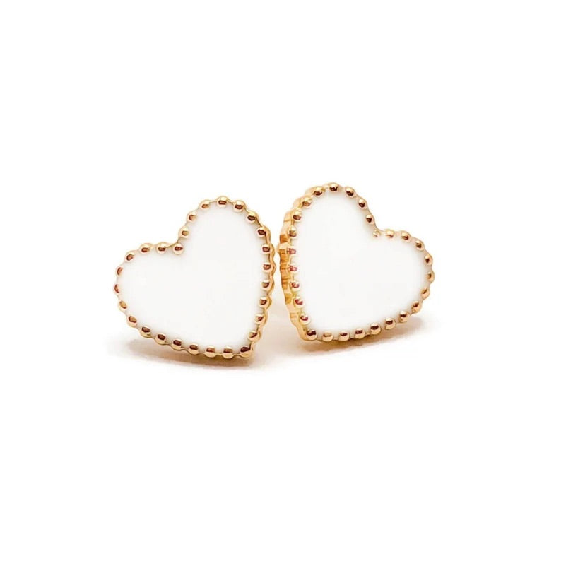 White Heart Studs