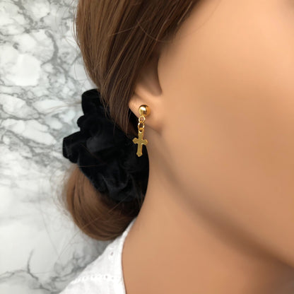 Gold Cross Studs - Krave & Co | Stylish Jewelry and Accessories. Shop our Sale.